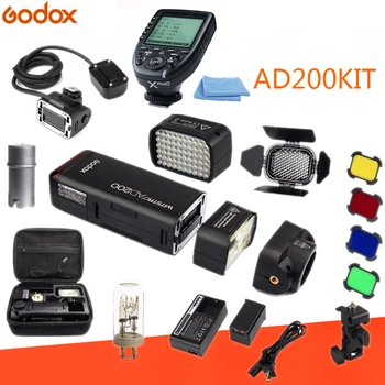 

Godox AD200 Kit 200Ws 2.4G TTL Pocket Flash Strobe 1/8000 HSS Cordless Monolight 2900mAh Lithimu Battery and Bare Bulb/Speedlite