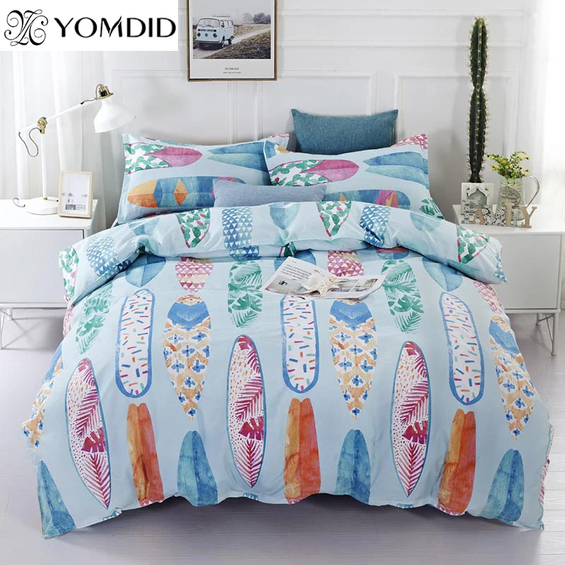 

Watercolor surfboard Bedding Sets Reactive Printing Polyester Duvet Cover Set For Home Hotel Decoration Quilt Cover Pillowcase