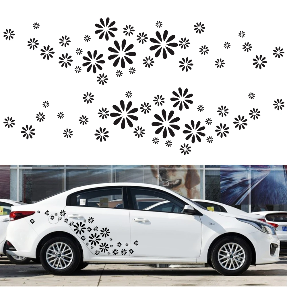 

60pcs Flowers Totem Car Stickers and Decals Auto Doors Sticker Waist Line Styling Car Body Side Vinyl Car Accessories