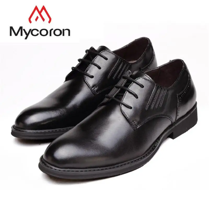 

MYCORON Top Brand Business Dress Men Formal Shoes Wedding Genuine Leather Boots Pointed Toe Oxford Shoes Erkek Ayakkabi