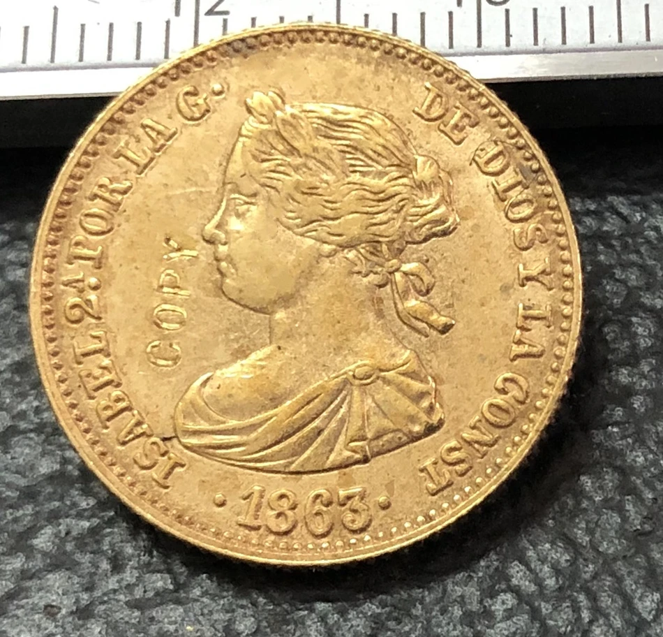 

1863 Spain 40 Reales-Isabel II Gold Copy Coin