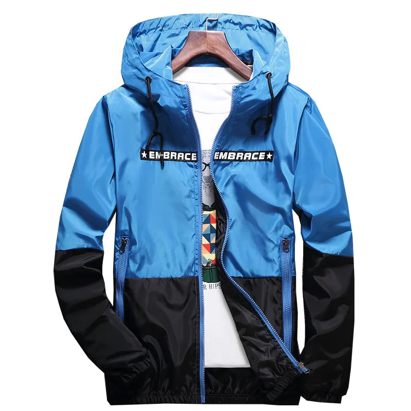 LEOCLOTHO Yizlo Anorak Jacket Windbreaker Men Jaqueta Masculina Zipper Patchwork Waterproof Jackets Streetwear Bomber Jacket