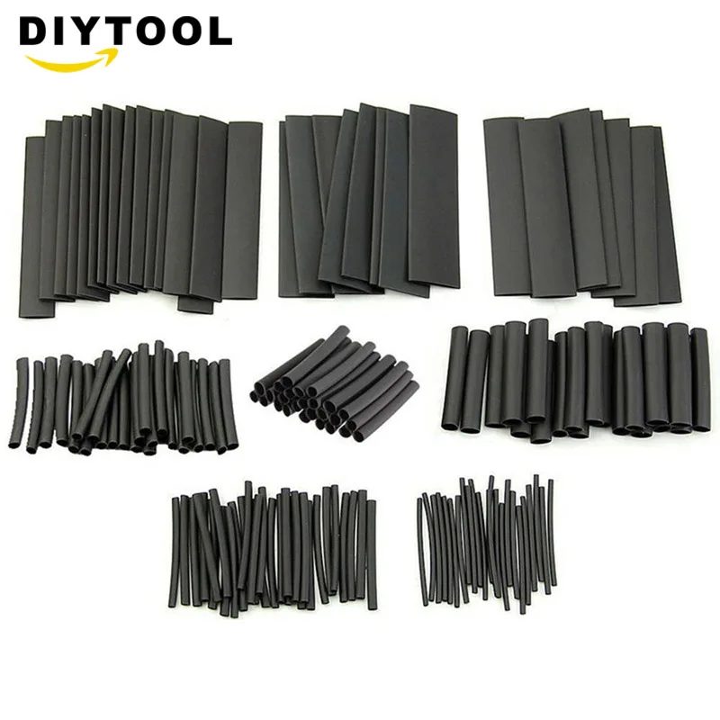 

127pcs/lot Heat Shrink Tubing 2:1 Black Tube Car Cable Sleeving Assortment Wrap Wire Kit with Polyolefin Tub