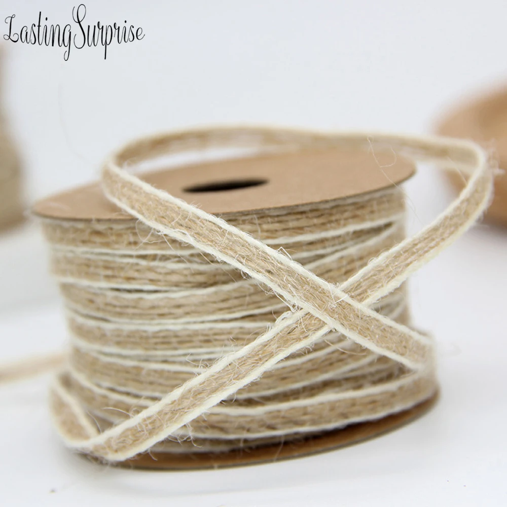 6mm*1 yard Natura Hemp Ribbon With White Line Trims Tape Roll Vintage Rustic Wedding Decoration Party Supplies Needlework | Дом и сад