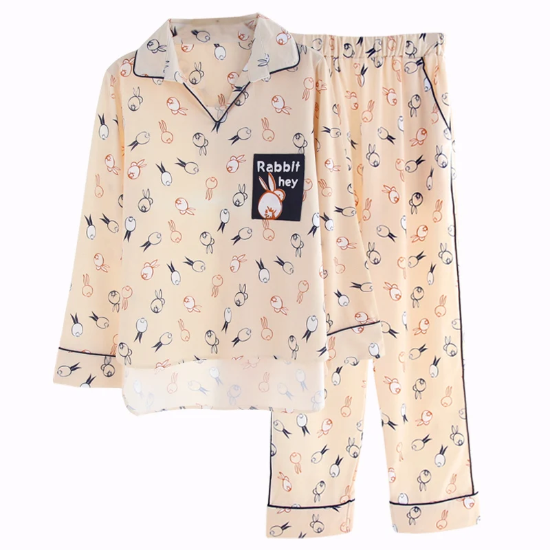 Yuzhenli новый осень милый кролик для женщин's пижамы девочек с принтом Pijama 100%