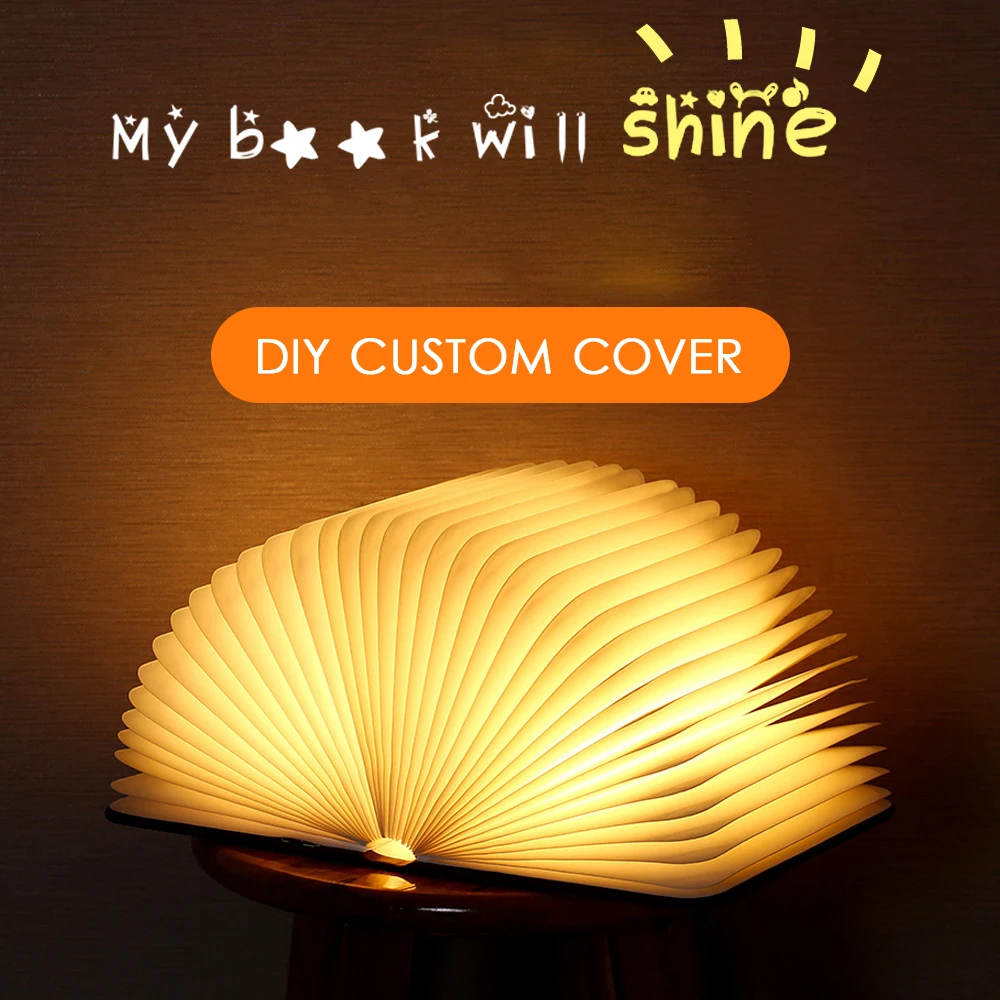 

new 2019 Leather/wooden novelty book lamp Portable USB Rechargeable LED Magnetic Foldable Night Light Desk Lamp Home Decor