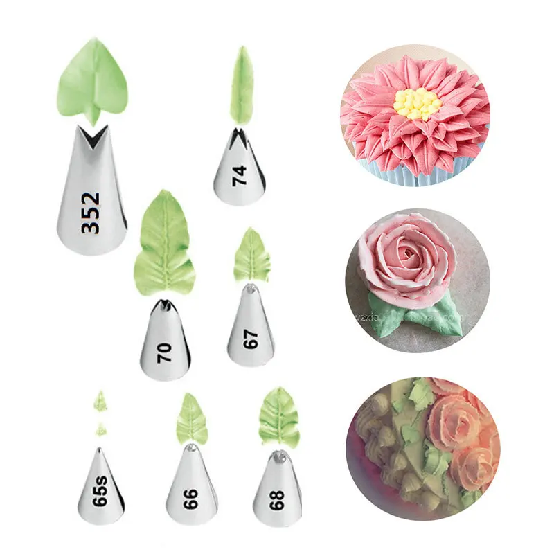 7pcs Environmentally Friendly Stainless Steel Russian Decorating Tip Leaf Drawing Tool Integrated Leaf Cake Decoration Utensils