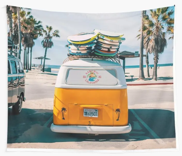 

Combi Van Surf Wall Tapestry Cover Beach Towel Throw Blanket Picnic Yoga Mat Home Decoration