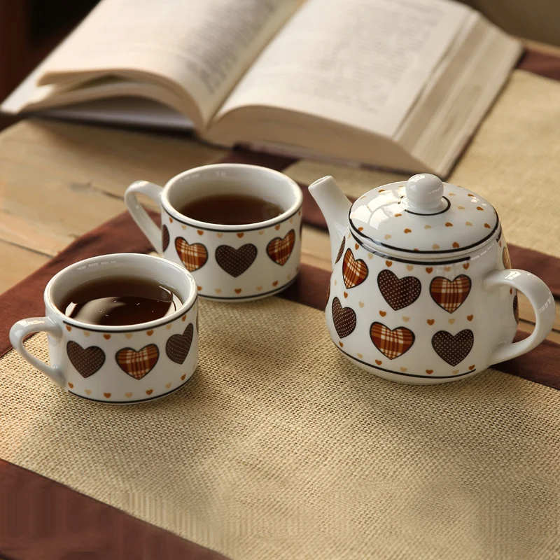 Кувшин для воды керамический чайник Набор из 3 предметов костюм с привидной чайной чашкой с высокой температурой