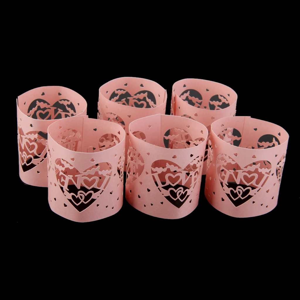 6pcs Heart LED Tea Light Holders Wedding Christmas Decorative Lamp for Weddding Baby Shower Birthday Party Decoration Gift Favor