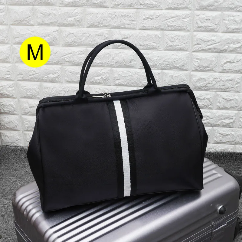 Bolsa, полосатая дорожная сумка для спортзала, фитнеса, сумки для багажа, для путешествий, спортивная сумка для женщин и мужчин, для спорта на открытом воздухе Tas XA46A - Цвет: BLACK M
