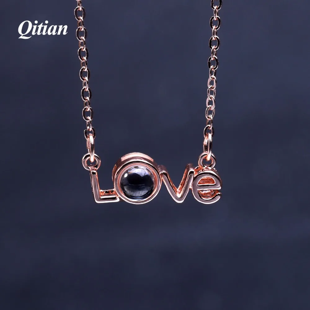 

100 Language I Love You Necklace Love letter Pendant Necklace for Lover Projection Choker Gift for Valentine's Day