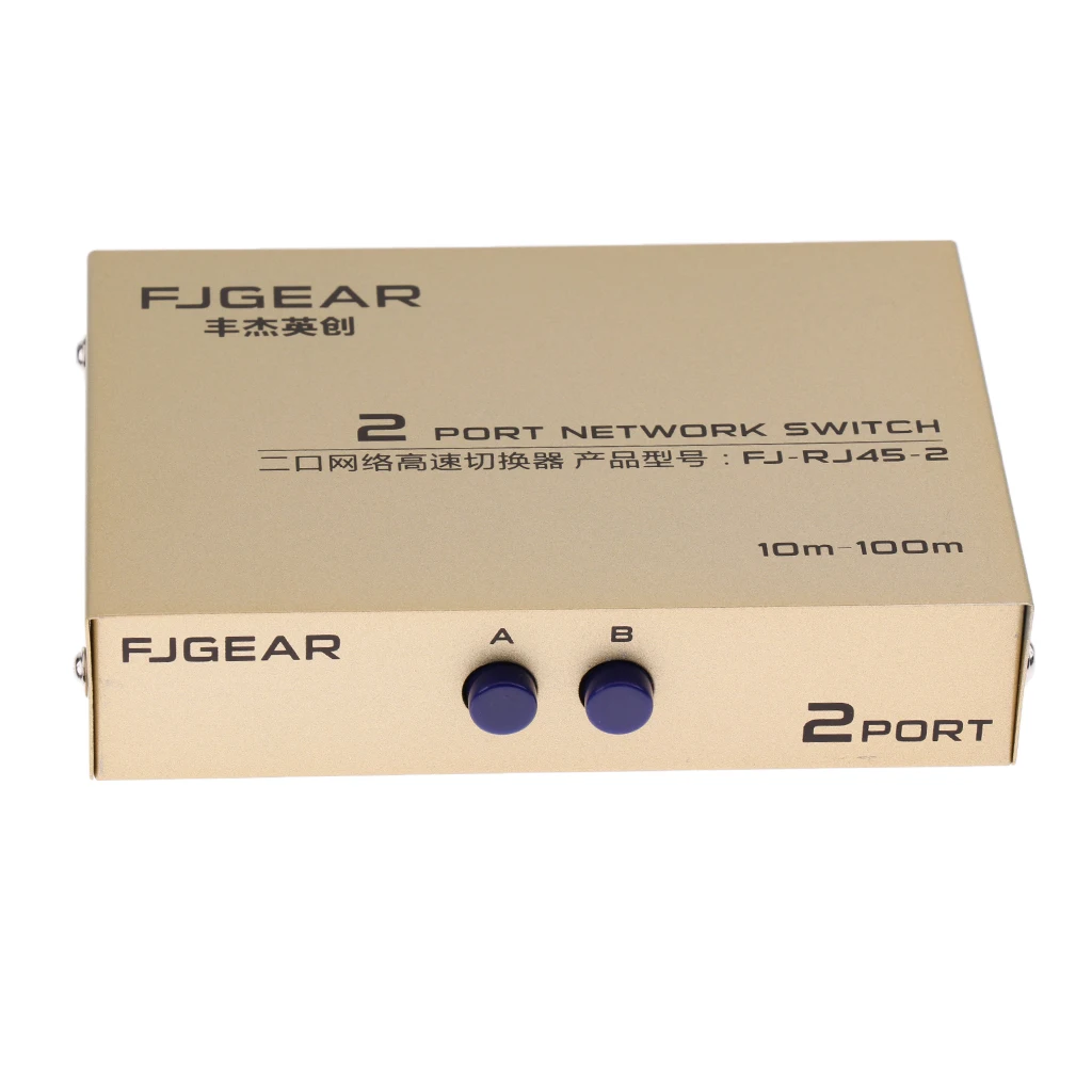 2Port AB Manual Network Sharing Switch Box 2In1/1In2 RJ45 Ethernet Switcher