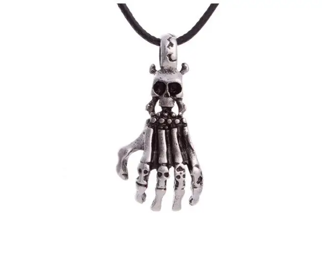 

Punk Hand Skeleton Skull Necklace Pendant Vintage Silver Charms Wax line Gothic Choker Necklace Halloween Jewelry Women Gift