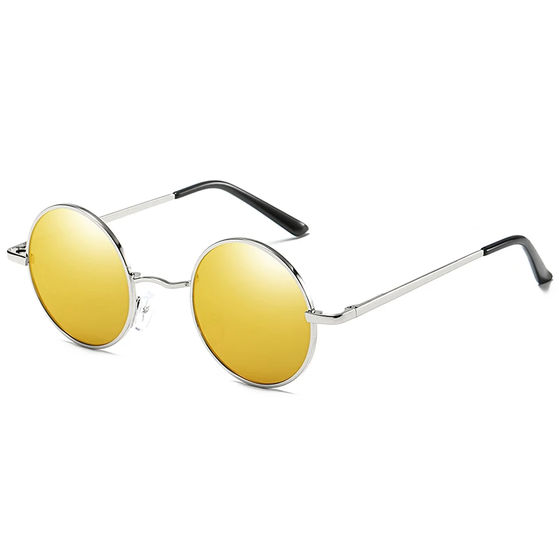 ZJHZQZ стимпанк Круглые Солнцезащитные очки Брендовые дизайнерские классические анти-УФ поляризованные металлические оправы маленькие винтажные Ретро очки Джон Леннон - Цвет линз: Silver Gold