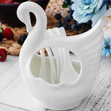 Ceramic Tableware Kitchen Supplies Spoon Holder Swan Spoon Basket Basket Spoon Shelf