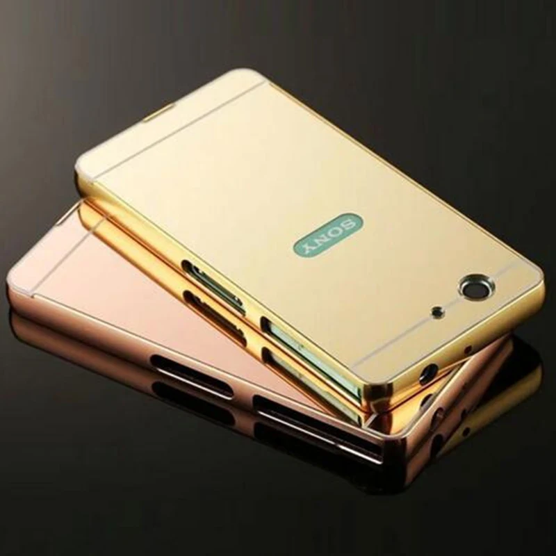 

For Sony Xperia Z3 Compact Case Aluminum Metal Frame Mirror Plating Cover For Sony Z3 Compact Z3 Mini D5803 Mirror Cases Capa