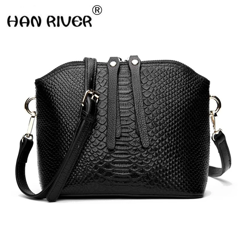 

2018 new head layer of bovine skin personality snake grain single shoulder shell bag fashionable high quality leather handbag