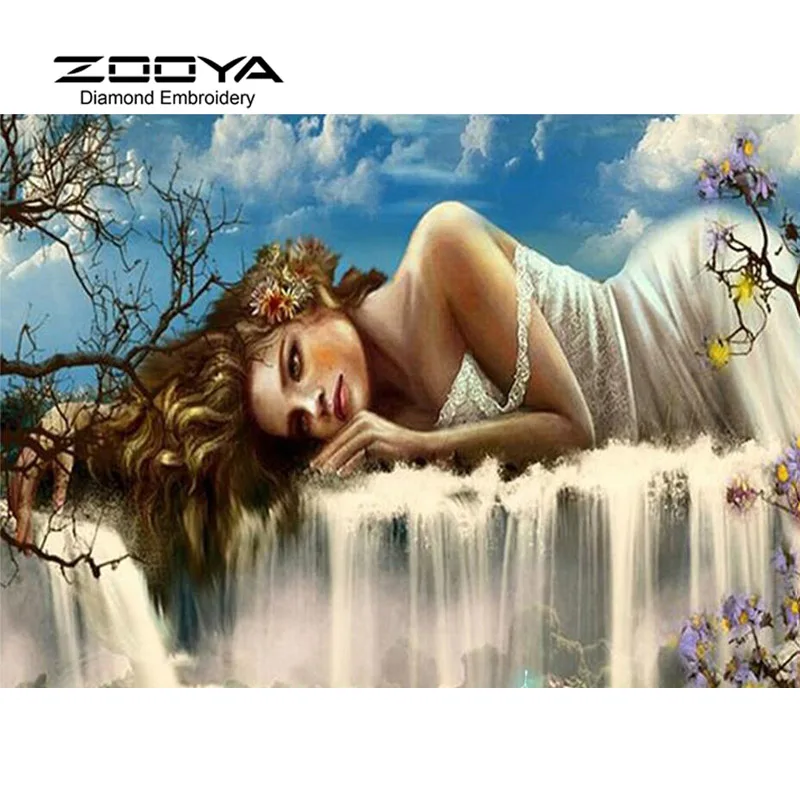 

5D DIY Diamond Painting Woman Rest Crystal Diamond Painting Cross Stitch Waterfall Landscape Needlework Home Decorative BJ1143