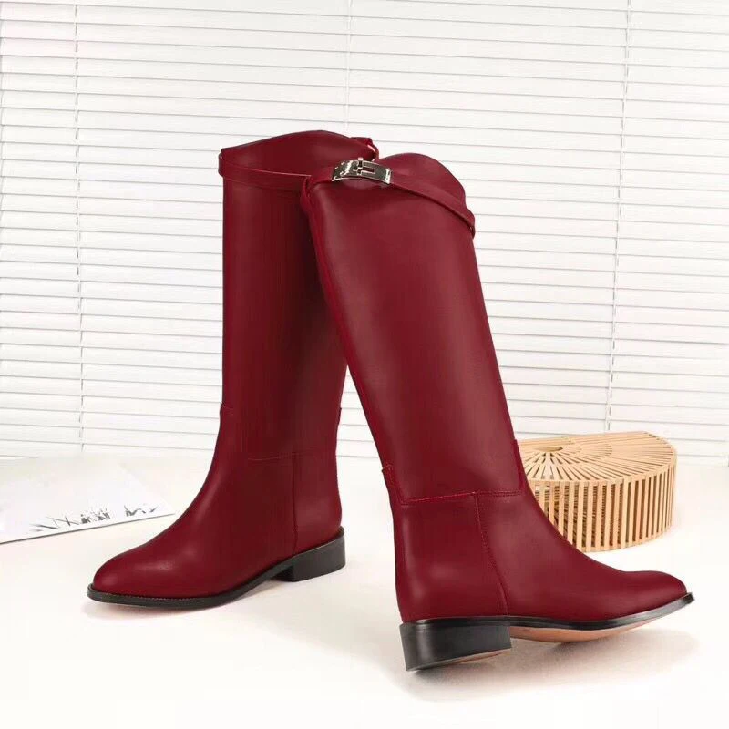 2018-Classical-Genuine-Leather-Gladiator-Knee-high-Boots-Women-one-belt-Metal-lock-Winter-Long-Botas (1)