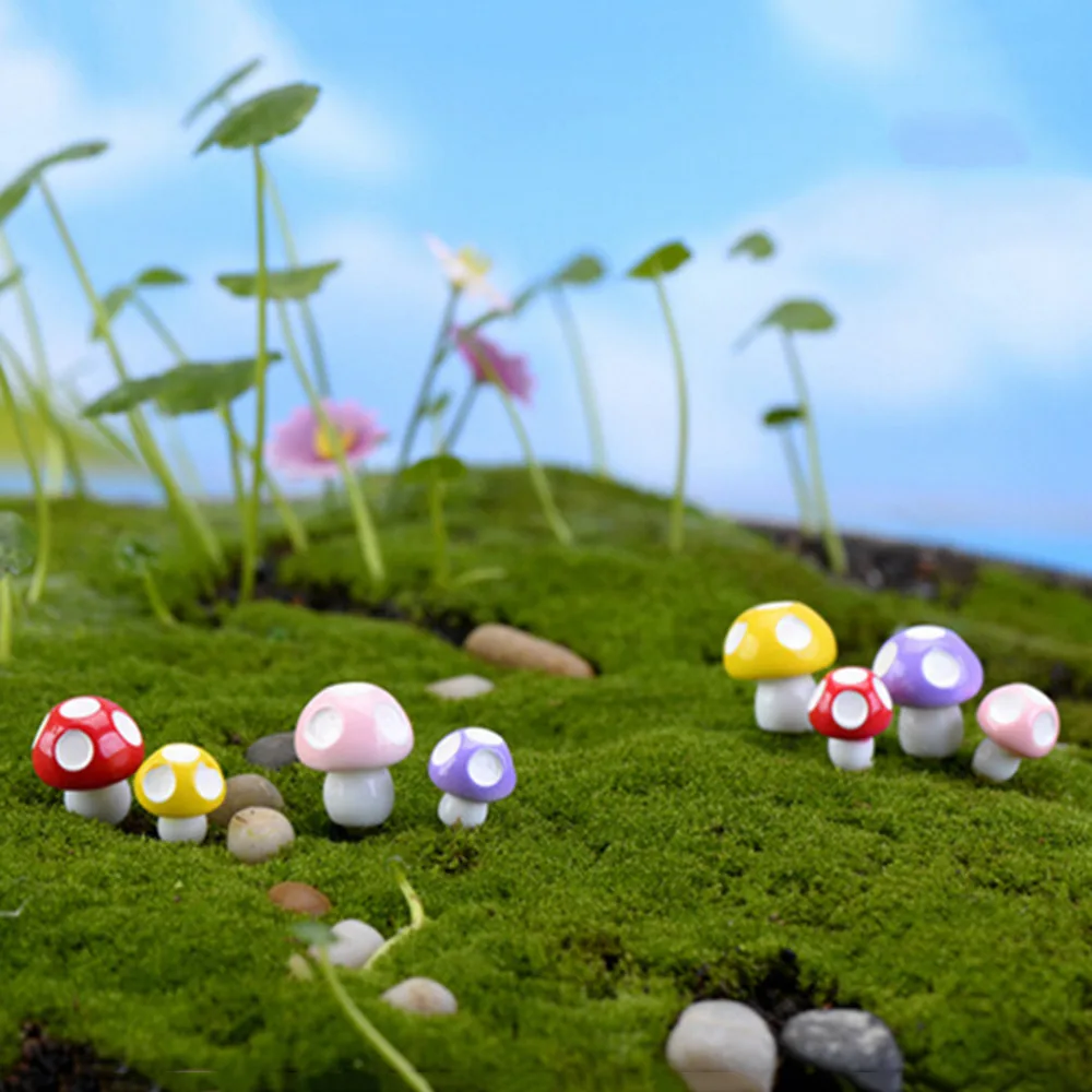 10 шт. Мини Гриб Сад орнамент изделия из смолы украшения грибы статуэтки для