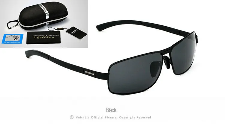 Бренд VEITHDIA, мужские солнцезащитные очки, поляризационные, солнцезащитные очки, очки для вождения, мужские очки, аксессуары для мужчин 2490 - Цвет линз: Black box