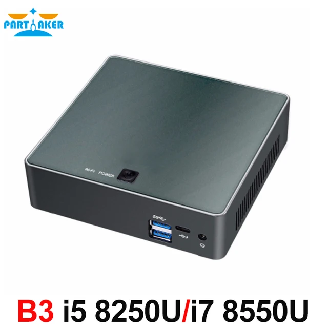 Cheap Partaker B3 Mini PC 8th Gen Intel Core i7 8550U i5 8250U Quad Core DDR4 mini pc Plam mini Computer with HDMI Type-c up to 4GHz