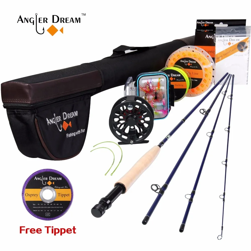 

Angler Dream Fly Fishing Rod And Reel Combo Set 3/4 5/6 WT Rod Combo With Fly Line Fly Lures Full Kit With Bag