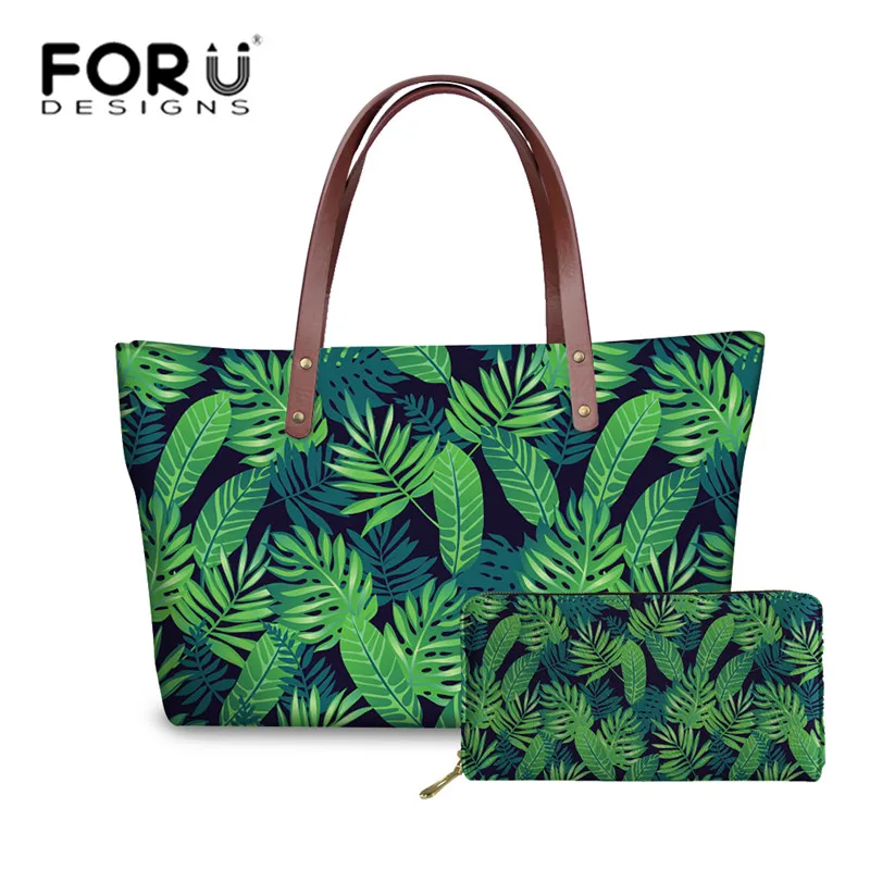 FORUDESIGNS الاستوائية أوراق النخيل الطباعة حقائب النساء قدرة كبيرة حقيبة كتف حقيبة السيدات أعلى-حقائب بيد الإناث بولسا FORUDESIGNS الاستوائية أوراق النخيل الطباعة حقائب النساء قدرة كبيرة حقيبة كتف حقيبة السيدات أعلى-حقائب بيد الإناث بولسا