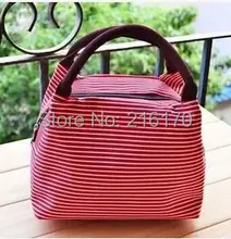 2016 NEW Waterproof Stripe canvas bags lunch box small nappy bag women’s handbag lunch bag 8 colors