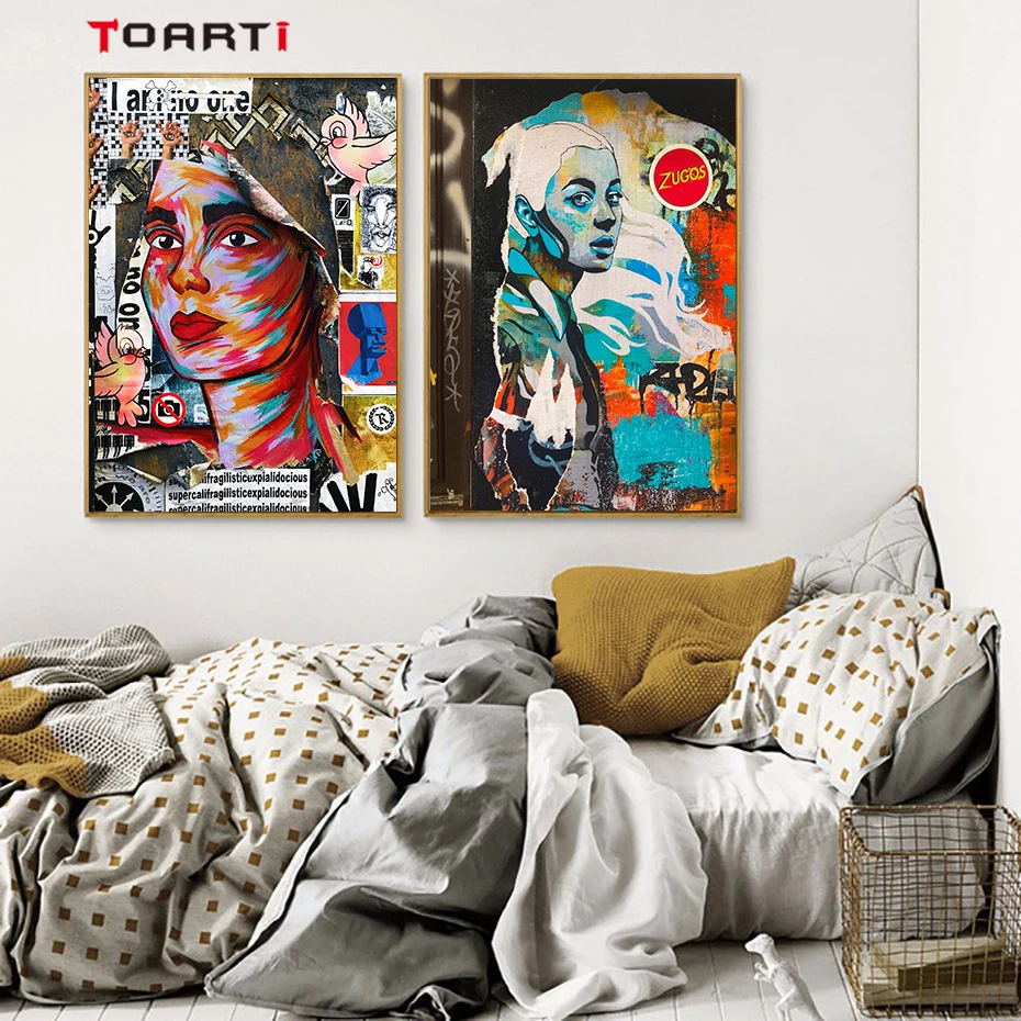 Colorful Figure Drawing Wall Art Mural Modern Abstract Painting Watercolor Prints Vintage Poster Living Room Home Decor Pictures (6)