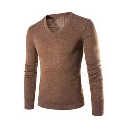Laamei 2018 брендовая одежда Новый рождественский мужской свитер Модные осенние однотонные тонкие пуловеры мужские с v-образным вырезом