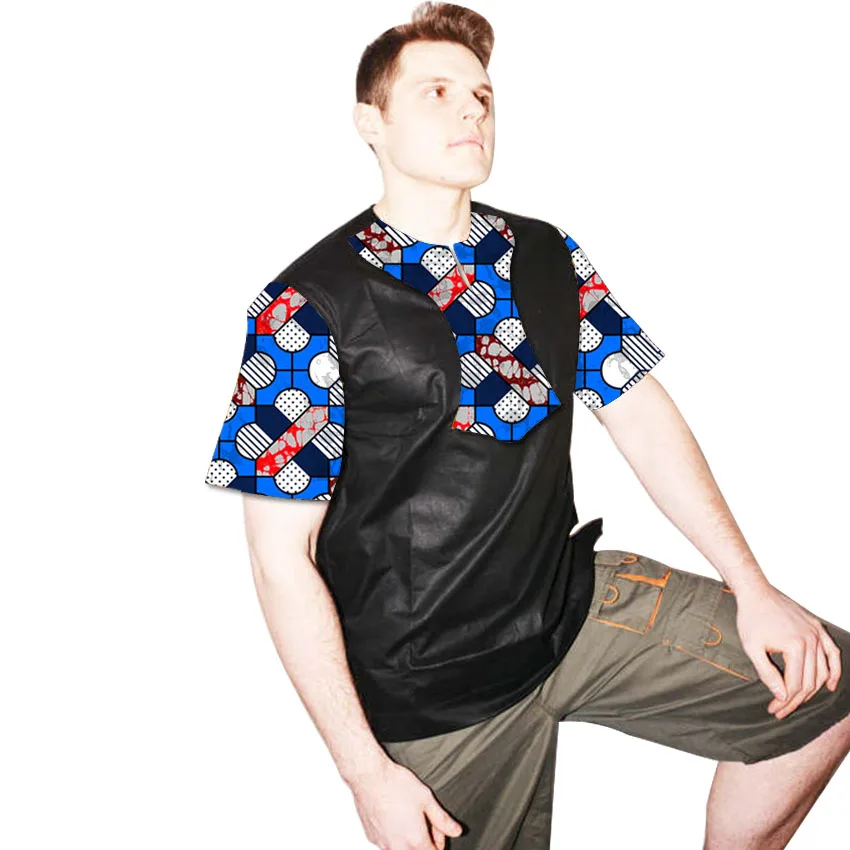 Latest Fashion Short Sleeve Print Tops Men African font b t shirt b font Patchwork Dashiki