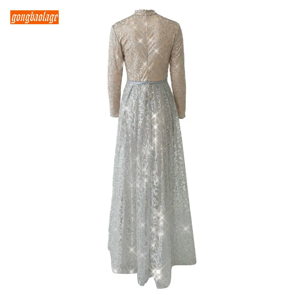 Formal Champagne Arabic Women Evening Dresses Long 2019 New top quality Muslim Evening Gowns High-Neck Full Sleeve Pageant Dress Formal Champagne Arabic Women Evening Dresses Long 2019 New top quality Muslim Evening Gowns High-Neck Full Sleeve Pageant Dress