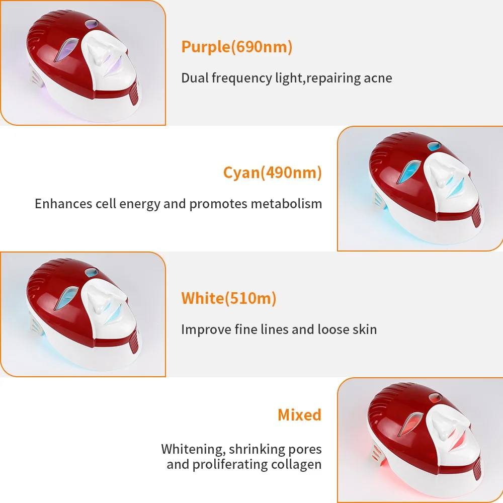 8 цветов Электрический светодиодный маска для лица с шеей омоложение кожи отбеливание пятнистый анти акне, морщины красоты лечение домашнего использования