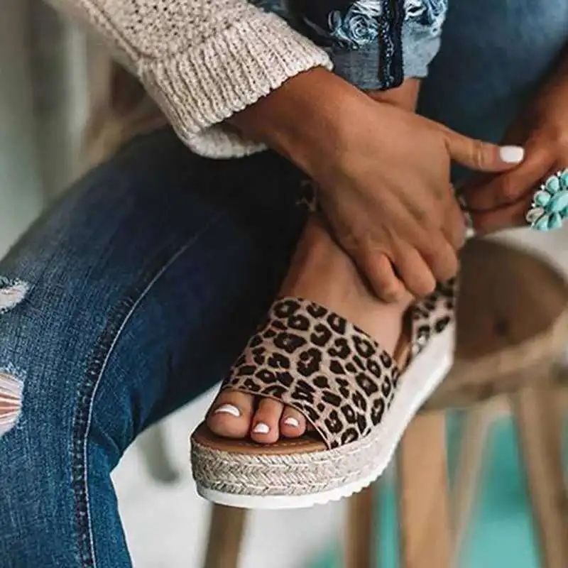 

Fashion Leopard Women Wedges Shoes Summer Beach High Heels Sandals 2019 Flop Chaussures Femme Platform Sandals Sandalia Feminina