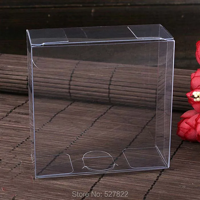 100pcs 7x7x3cm Clear PVC Packaging boxes transparent plastic gift display package square Box Free Shipping