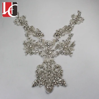 

Bigger factory Hot sale popular Handmade crystal applique lace embroidery