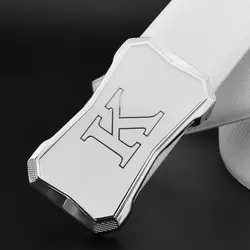 Для мужчин дизайнер моды K письмо слайд пряжки белый ремень высокое качество пояса из натуральной кожи поясной мужской коровьей повседн