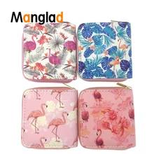 Милый мультяшный Кошелек для монет для девочек из искусственной кожи, короткий кошелек с единорогом, фламинго, на молнии, кошелек для денег, ID, кредитный держатель для карт