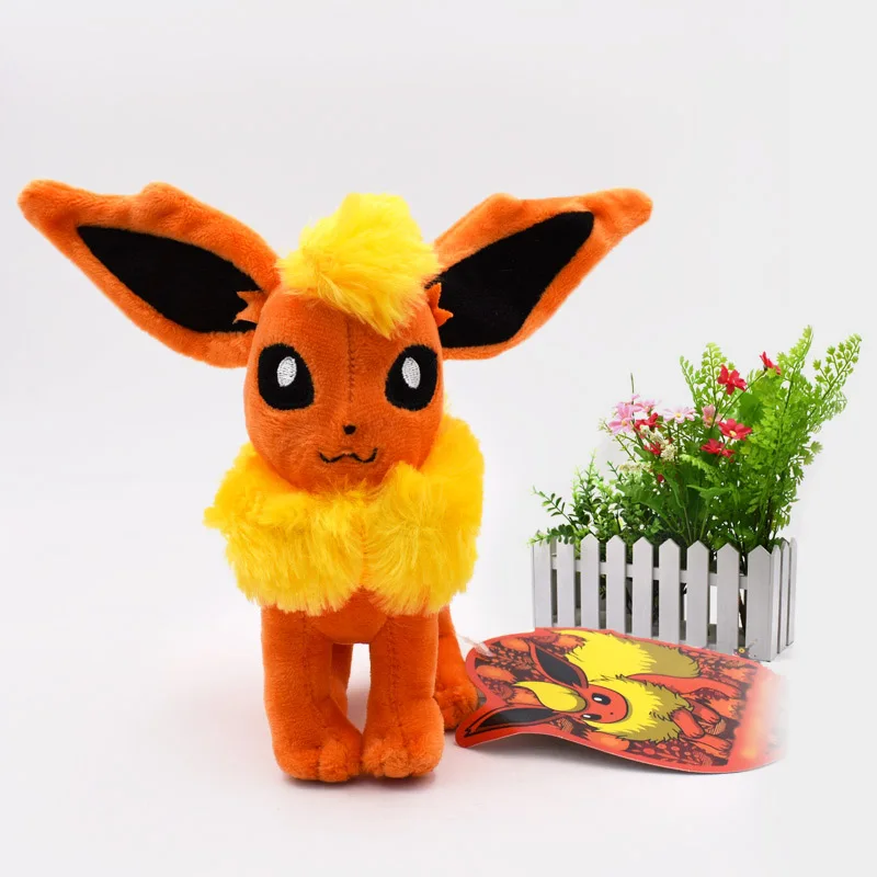 9 видов стилей стоящий Eevee Umbreon Flareon Vaporeon Glaceon Jolteon Espeon Leafeon Sylveon, плюшевая качественная мультяшная игрушка - Цвет: Flareon