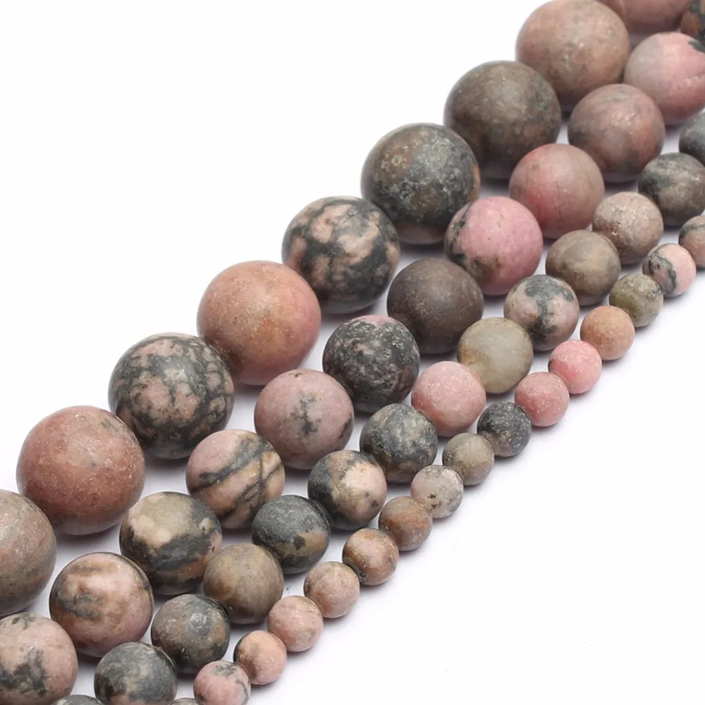 

Natural Stone Beads Dull Polish Matte Rhodonite Stone Round Beads For Jewelry Making 4/6/8/10mm Beaded Bracelet Diy Jewelry