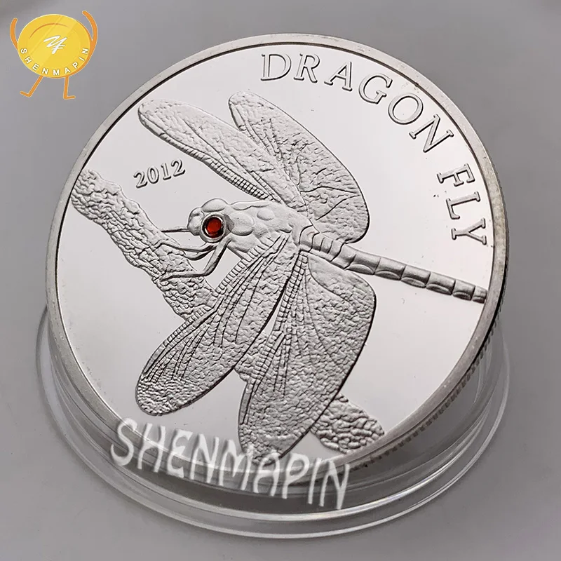 

Atua Diamond-set Dragonfly Commemorative Coin Elizabeth II Tokelau Five Dollars Coins Collectibles Art Coins Home Decorations