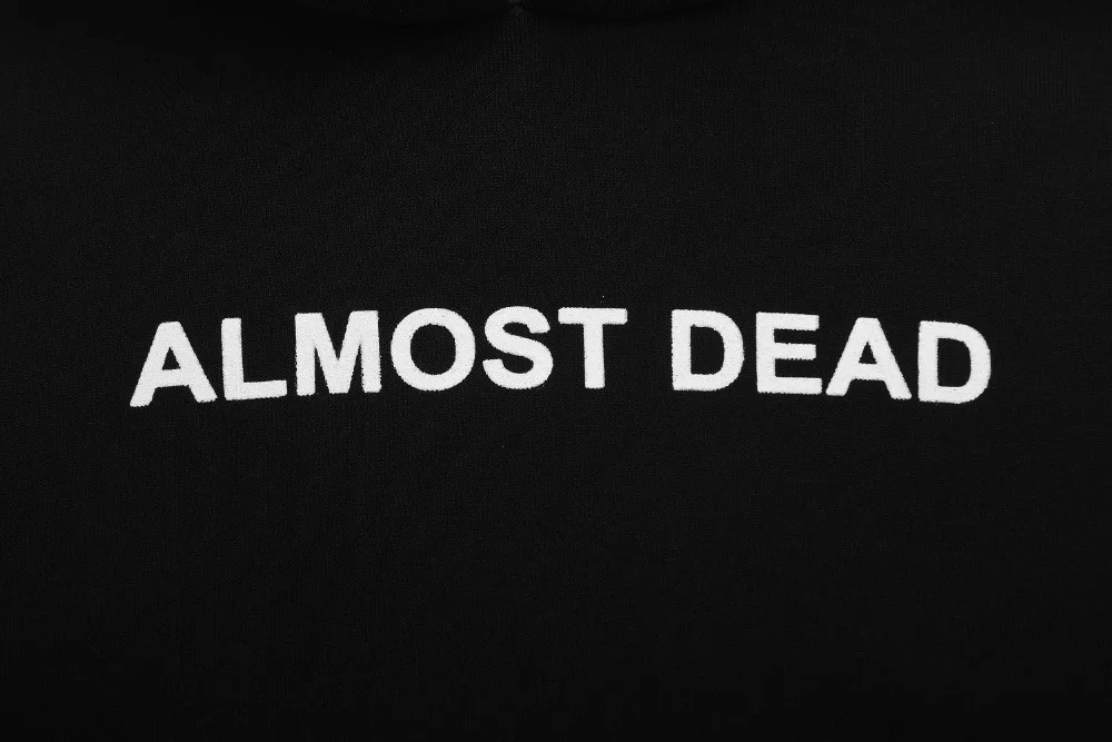  Gothic Hoodies ALMOST DEAD Rose Pattern Sweatshirt Black Unisex Pullover Tumblr Hispter Tops
