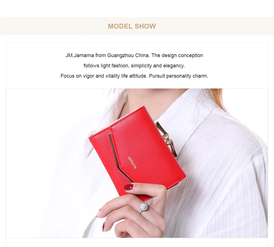 Jamarna Wallet Female PU Leather Women Wallets Hasp Coin Purse Wallet Female Vintage Fashion Women Wallet Small Card Holder Red 1