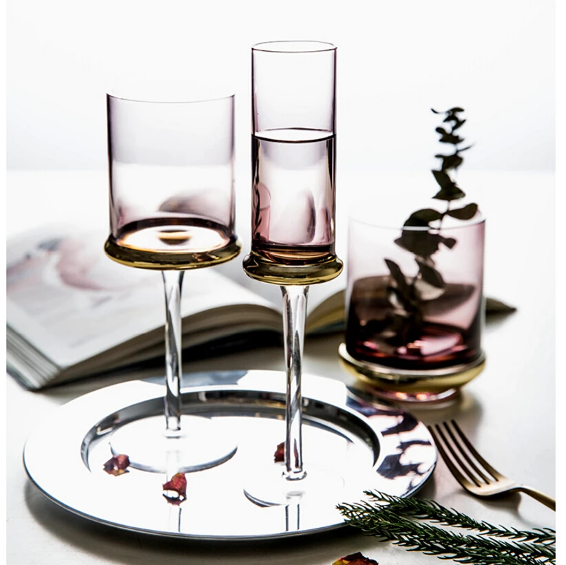 Гальваническое стекло бокал для вина, бокал для вина чашка для шампанского, бытовая позолоченная бокал для вина, золотой бокал