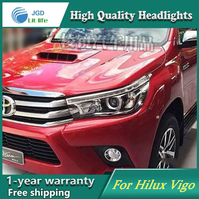 High Quality Car Styling Case For Toyota Hilux Vigo 2016 Headlights LED Headlight DRL Lens Double