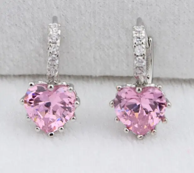 

2017 New Arrival Statement bijou 5 Color Stones Heart Shape EarringElegant AAA Crystal Zircon Stud Earring for Party Gift