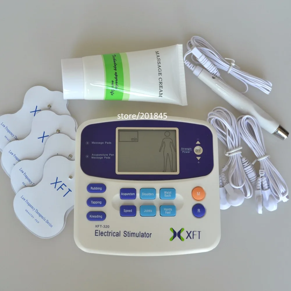 Электрический стимулятор, массажер XFT-320 двойной антицеллюлитный массажер цифровой Расслабление тела блок с электродной прокладкой для здоровья