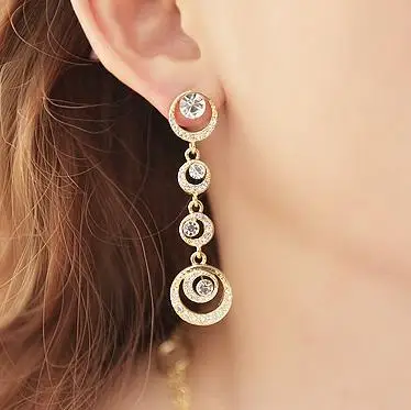 Fashion jewelry luxury dazzling earrings silver ornament change face earrings set with artificial diamond earrings